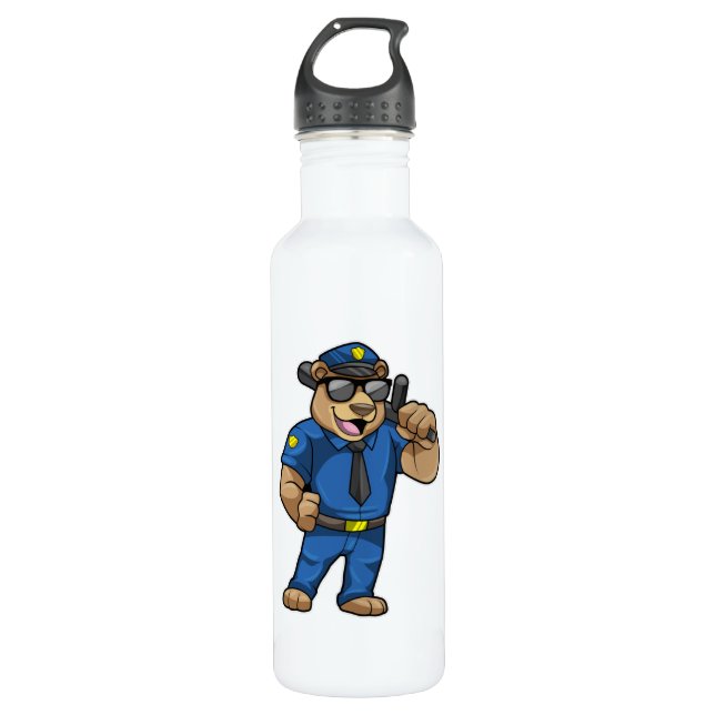 Als Polizeibeamter mit Polizeiuniform tragen Edelstahlflasche (Vorderseite)