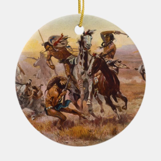 Als Sioux und Blackfeet durch Charles M. Russell Keramikornament (Vorne)