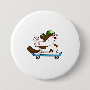 Als Skater mit Skateboard Button