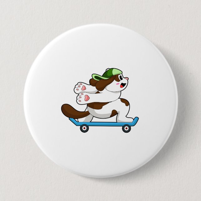 Als Skater mit Skateboard Button (Vorderseite)