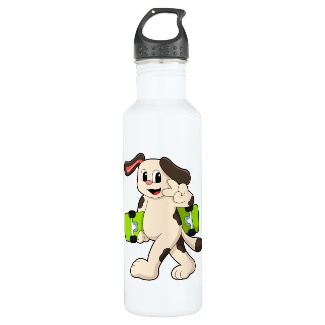 Als Skater mit Skateboard Edelstahlflasche (Vorderseite)