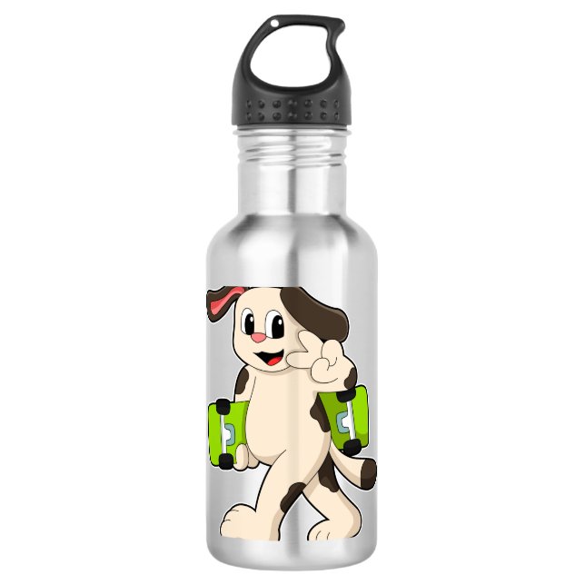 Als Skater mit Skateboard Edelstahlflasche (Vorderseite)