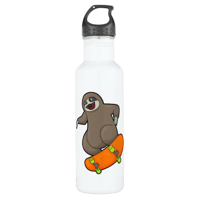 Als Skater mit Skateboard Edelstahlflasche (Vorderseite)
