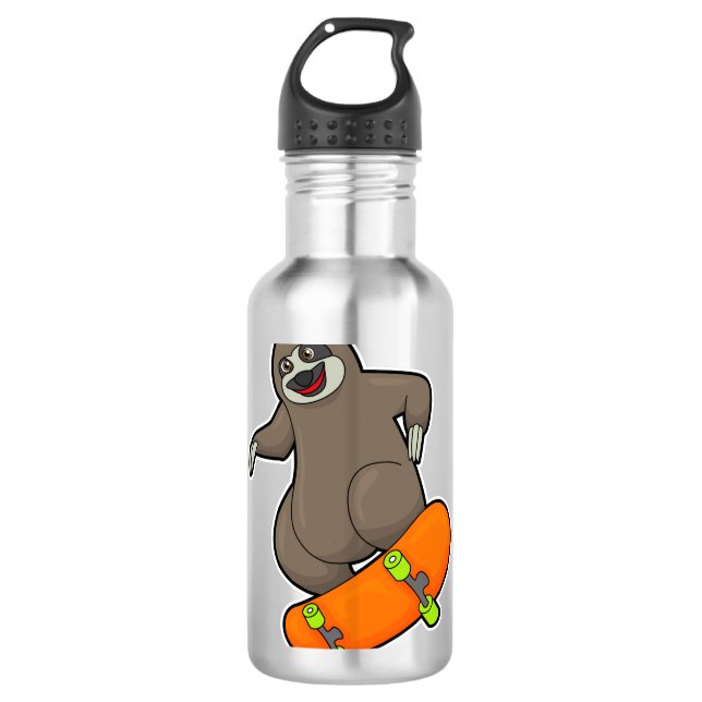 Als Skater mit Skateboard Edelstahlflasche (Vorderseite)