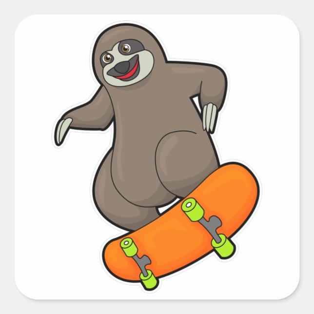 Als Skater mit Skateboard Quadratischer Aufkleber (Vorderseite)