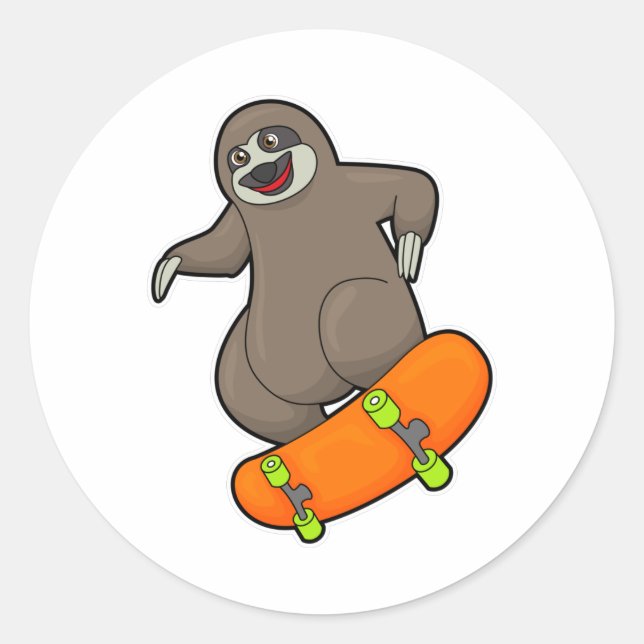 Als Skater mit Skateboard Runder Aufkleber (Vorderseite)