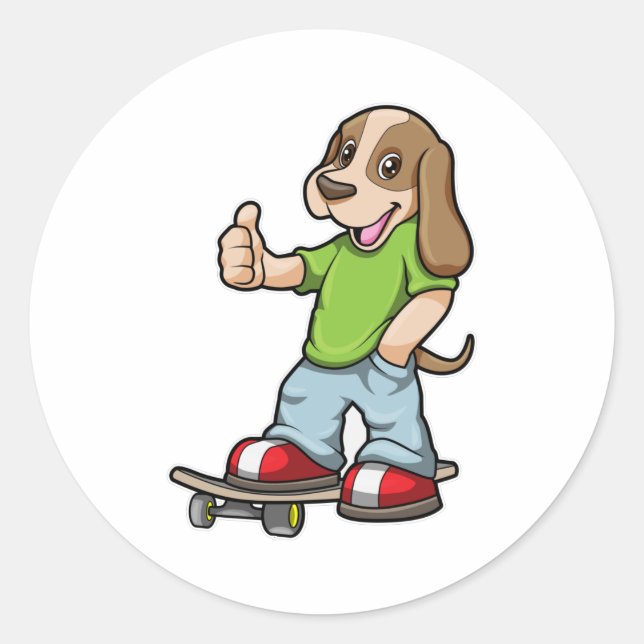 Als Skater mit Skateboard Runder Aufkleber (Vorderseite)