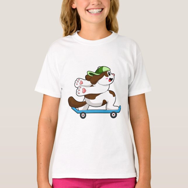 Als Skater mit Skateboard T-Shirt (Vorderseite)