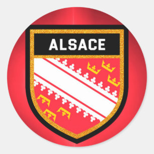 Alsace Flag Runder Aufkleber