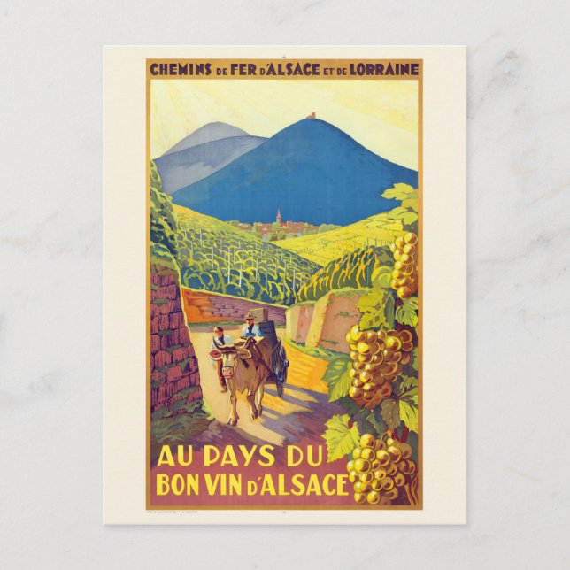 Alsace France Vintage Poster 1920s Postkarte (Vorderseite)