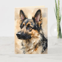 Alsation German Shepard Dog Art Design Card