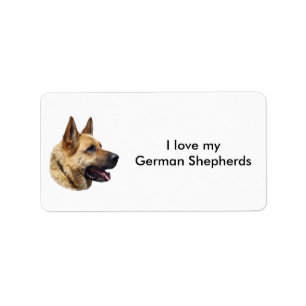 Alsatisches Schäferhundportrait Adressaufkleber