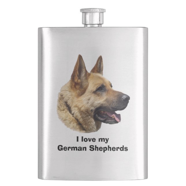 Alsatisches Schäferhundportrait Flachmann (Vorderseite)