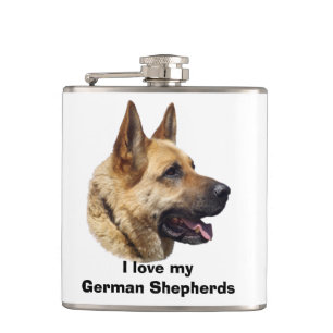 Alsatisches Schäferhundportrait Flachmann