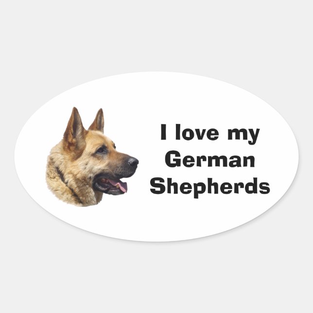 Alsatisches Schäferhundportrait Ovaler Aufkleber (Vorderseite)