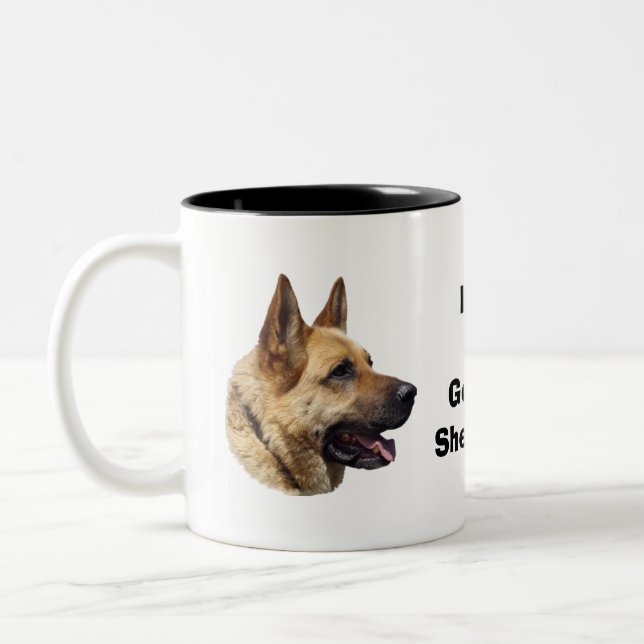 Alsatisches Schäferhundportrait Zweifarbige Tasse (Links)