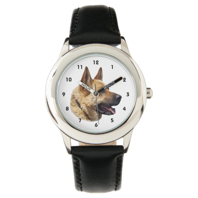 Alsatisches Schäferportrait Armbanduhr (Vorderseite)