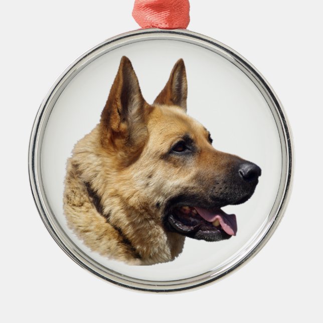 Alsatisches Schäferportrait Silbernes Ornament (Vorne)