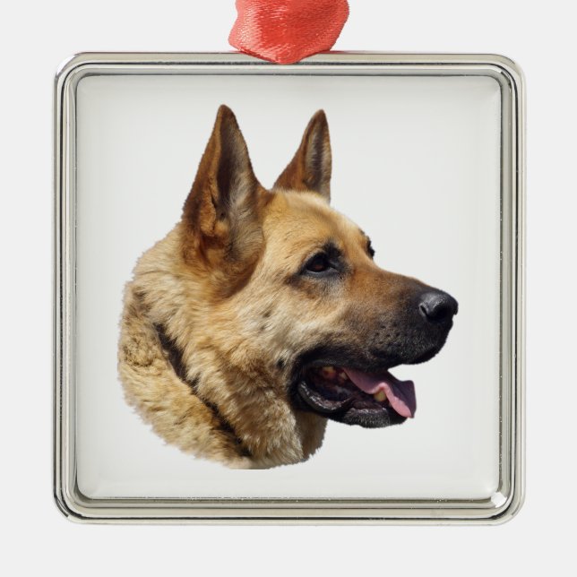 Alsatisches Schäferportrait Silbernes Ornament (Vorne)