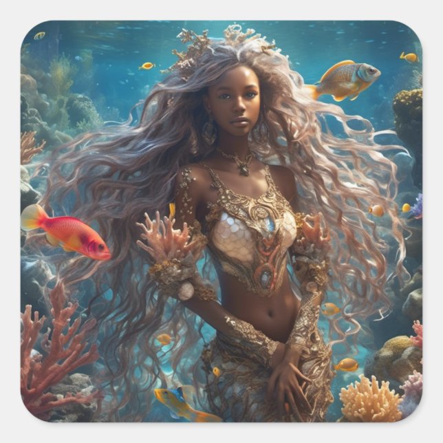 Alsea - Mermaid Serie Art Collection Quadratischer Aufkleber (Vorderseite)