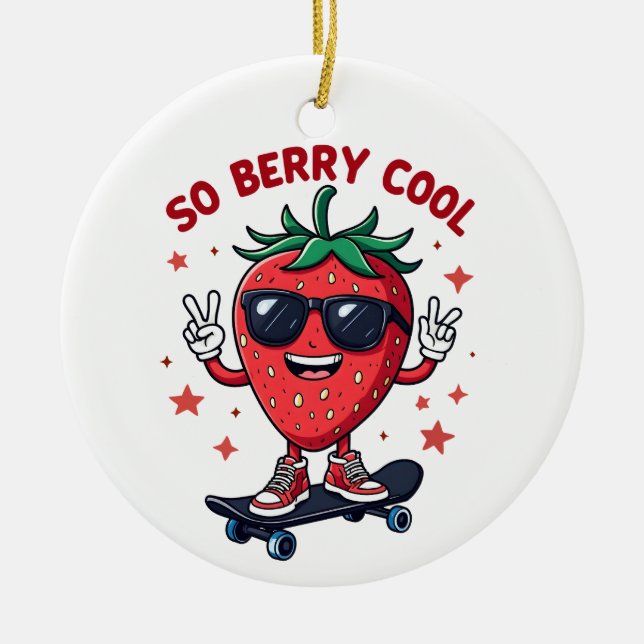 Also Berry Cool Frucht Lover Strawberry Saison Keramik Ornament (Vorne)