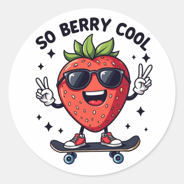 Also Berry Cool Frucht Lover Strawberry Saison Runder Aufkleber (Vorderseite)