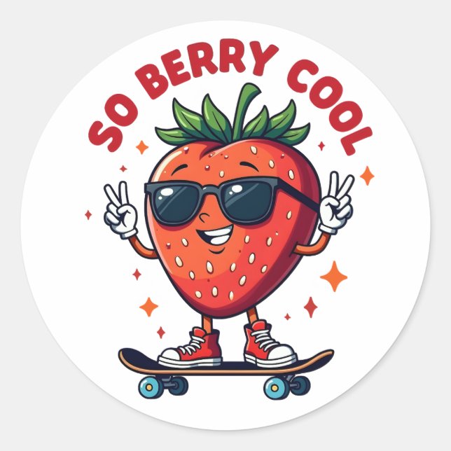 Also Berry Cool Frucht Lover Strawberry Saison Runder Aufkleber (Vorderseite)
