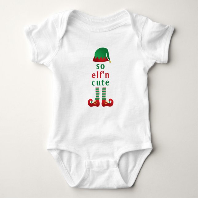 Also Elf'n Niedlich Elf Funny Weihnachtsfest Spric Baby Strampler (Vorderseite)