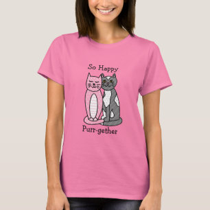 Also glücklich, gemeinsam   Niedlicher Katzenpuffe T-Shirt