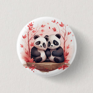 Also glücklich zusammen Panda Paar Button