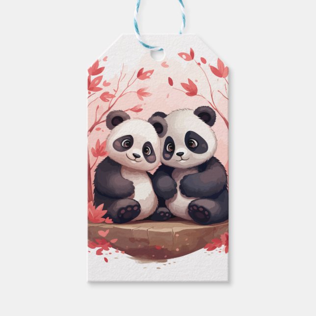 Also glücklich zusammen Panda Paar Geschenkanhänger (Vorderseite)