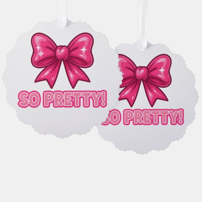 Also Hübsch rosa Bow — Coquette Complides Vibes Ornament Karte (Vorderseite/Rückseite)