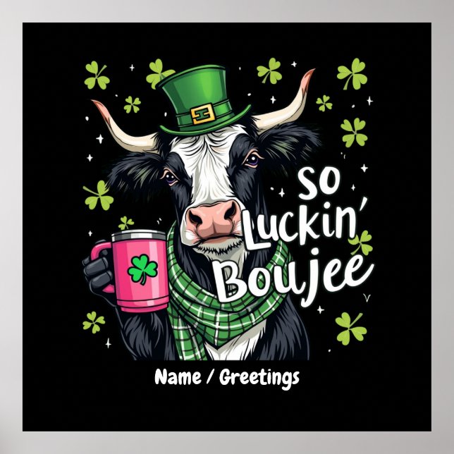 Also, Luckin' Boujee Retro St. Patrick's Day Poster (Vorne)