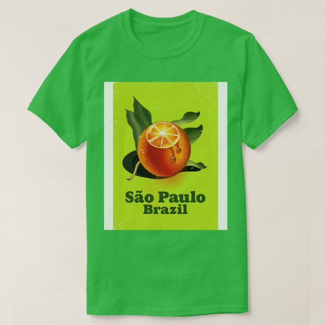 Also Paulo Brazil Orange Reiseplakat T-Shirt (Design vorne)