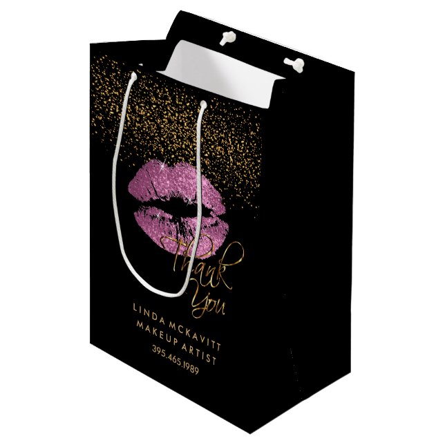 Also Pink Glitzer Lipstick - Danke Mittlere Geschenktüte (Vorderseite Schrägansicht)
