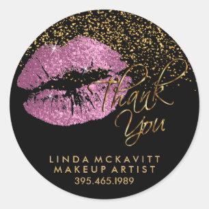 Also Pink Glitzer Lipstick - Danke Runder Aufkleber