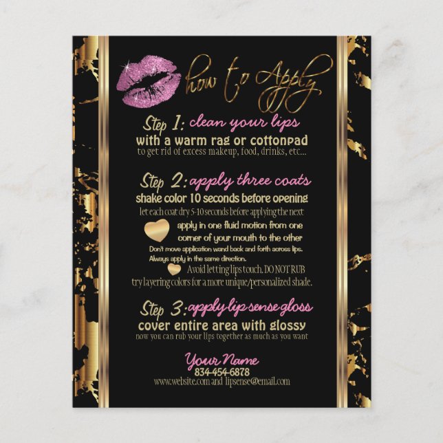 Also rosa Glitzer Lip mit Marmoranweisungen Flyer (Vorne)