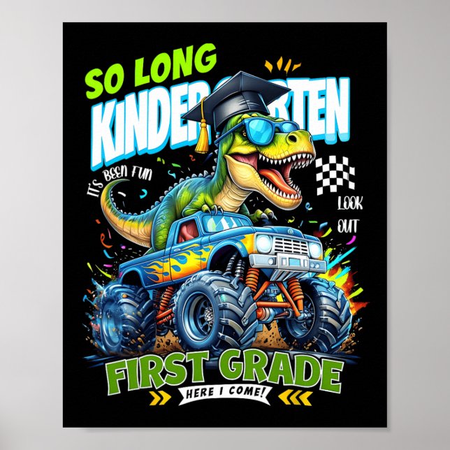 Also Tschüss Kindergarten-Absolvent Dinosaurier 1. Poster (Vorne)