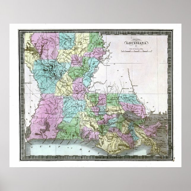 Alt 1848 Louisiana Karte Poster (Vorne)