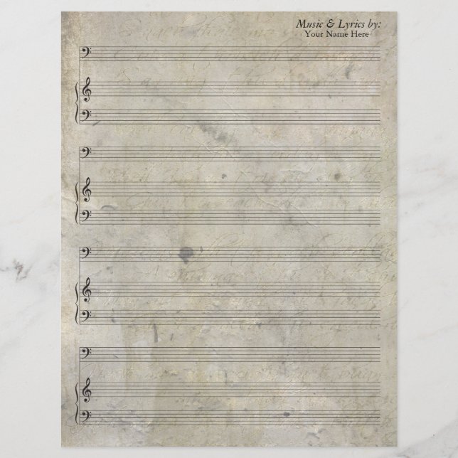 Alt gefestigte Blank Sheet Music Bass Clef (Vorderseite)