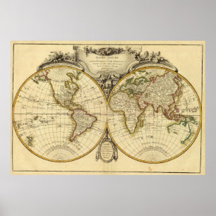 Alt gestaltete Weltkarte (1782) Poster