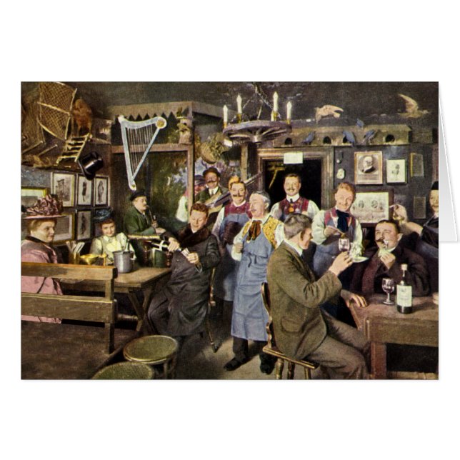 Alt modische Bar mit Leuten feiern, ein Party (Vorderseite (Horizontal))