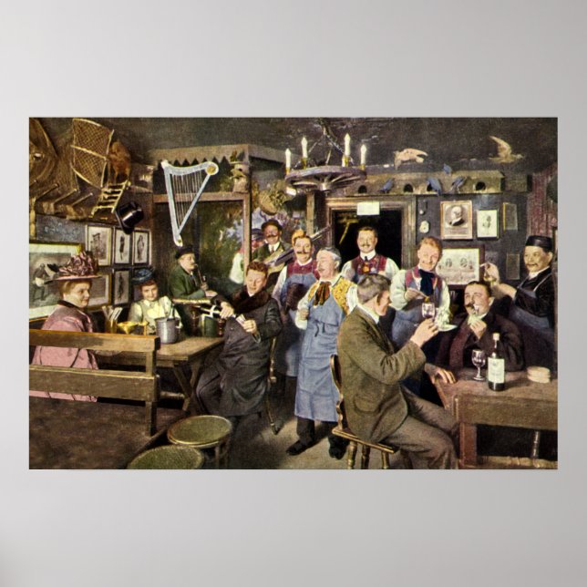 Alt modische Bar mit Leuten feiern, ein Party Poster (Vorne)