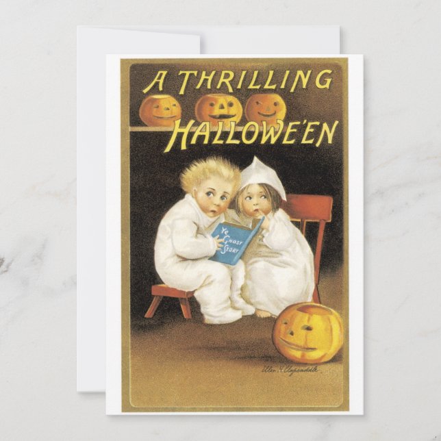 Alt modische Halloween Ghost Story Kids Karte (Vorderseite)
