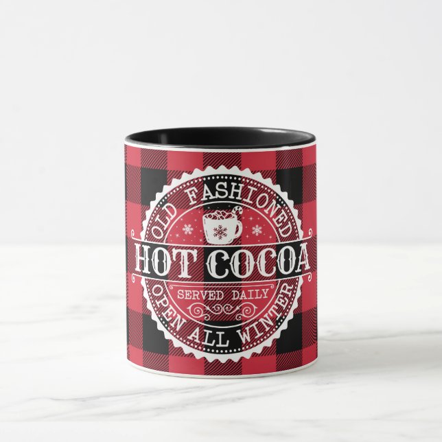 Alt modische Hot Cocoa Red Buffalo Karo Tasse (Zentrum)