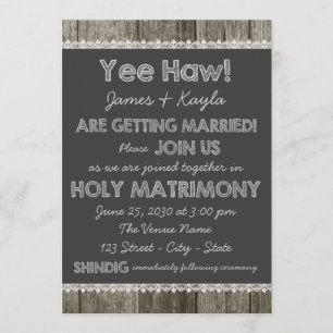 Alt modische Redneck Country Chalkboard Hochzeit Einladung