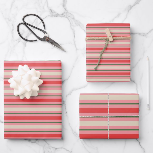 Alt modische Retro Weihnachtsgestalt Muster Rosa Geschenkpapier Set (Vorderseite)