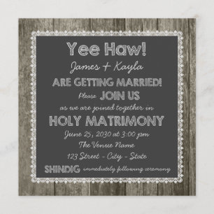 Alt modische Rustikale Chalkboard Hochzeit Einladung