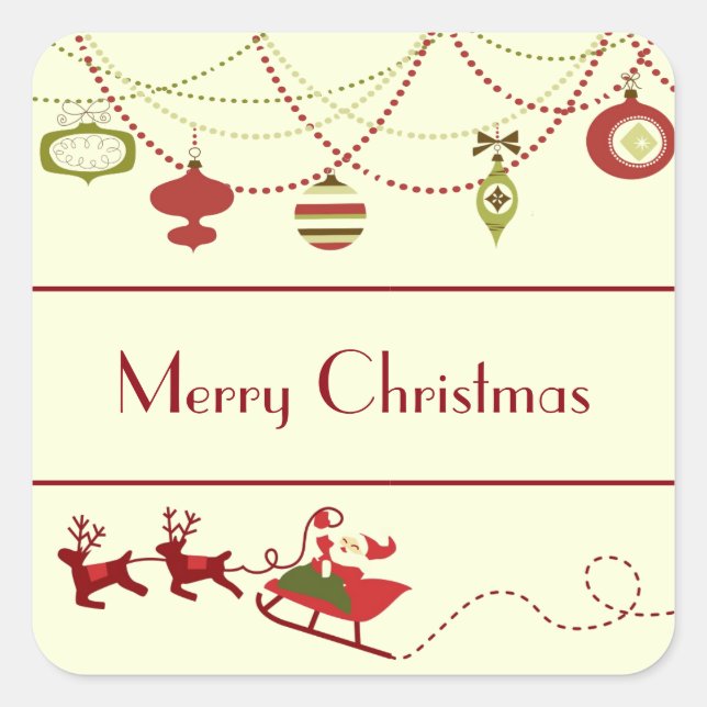 Alt modische Weihnachten - Square Sticker (Vorderseite)