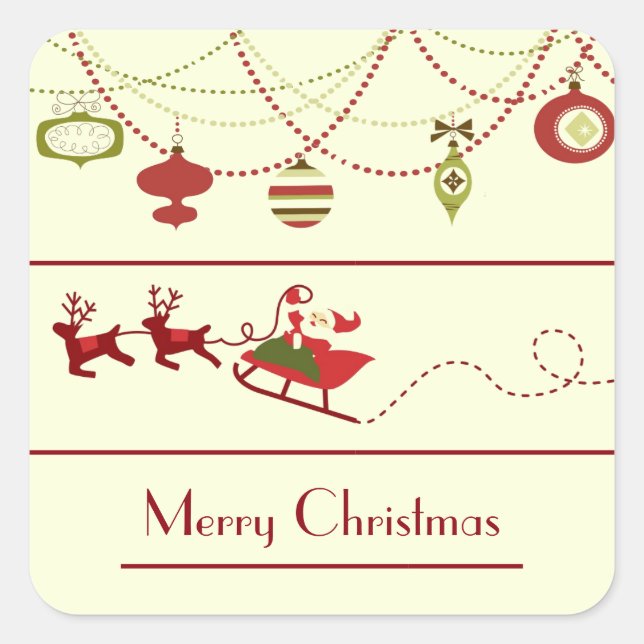 Alt modische Weihnachten - Square Sticker (Vorderseite)